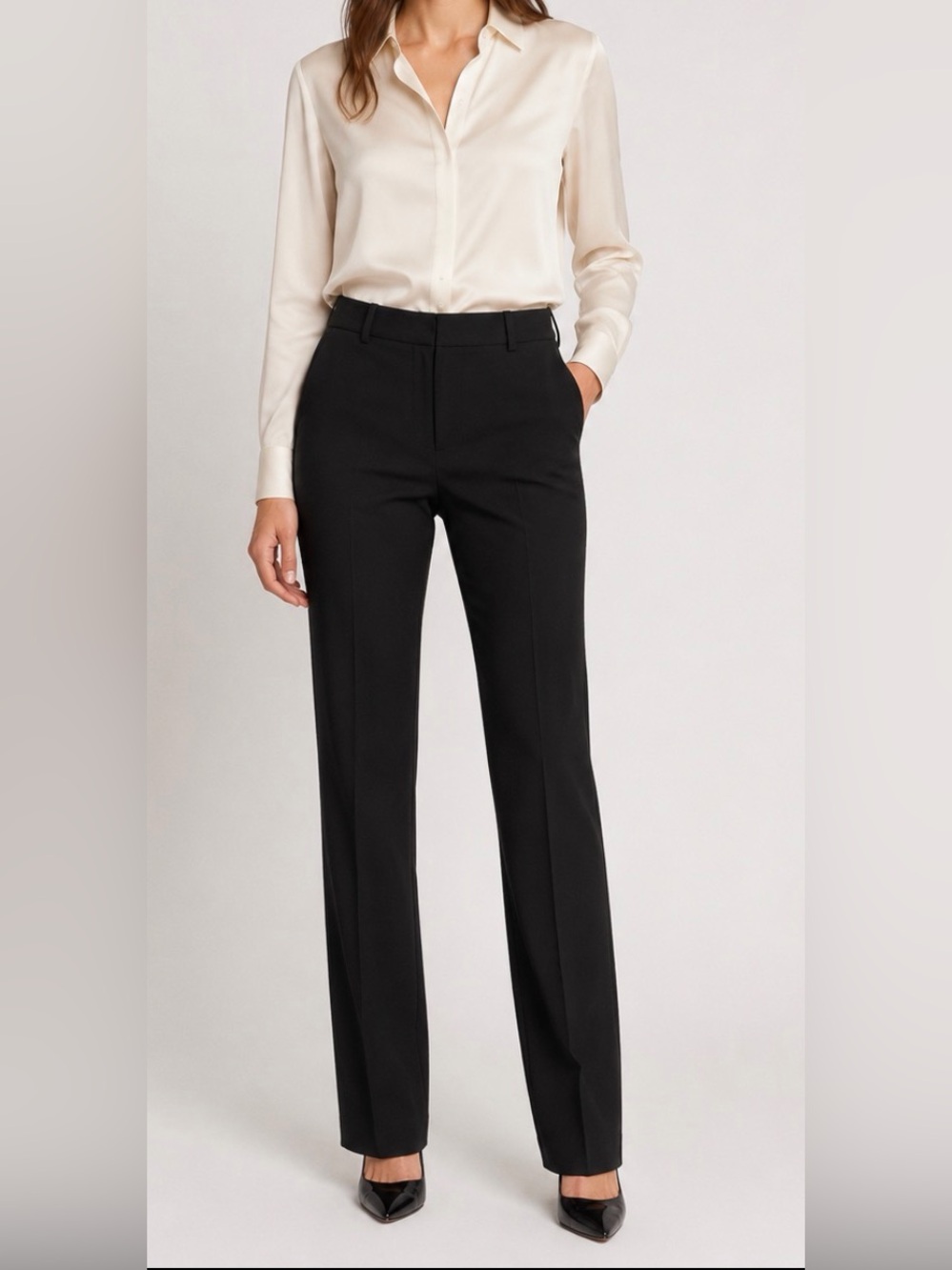 Theory Women’s Size 4 Black Tailored Straight Leg Dress Pants 33” Inseam